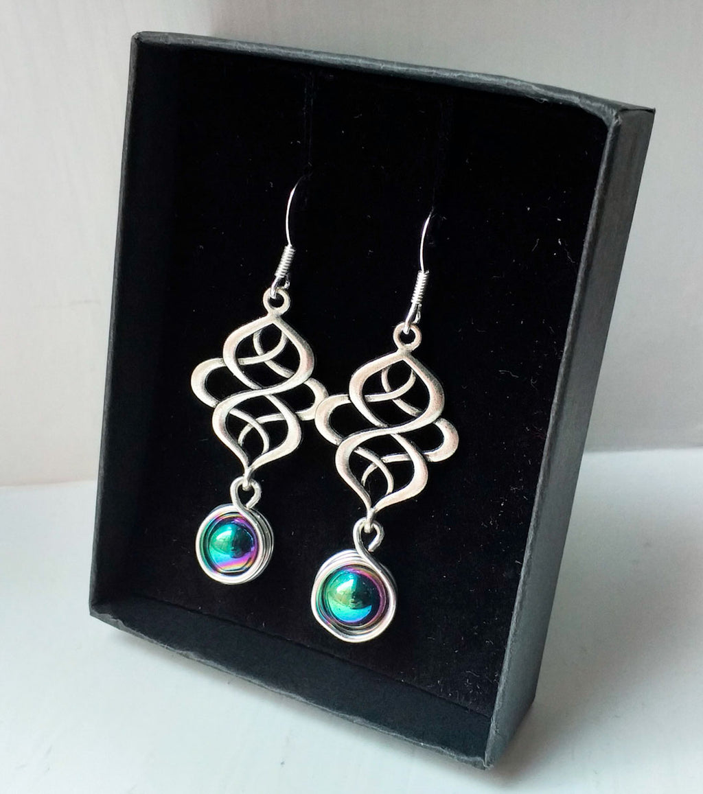 Earrings - Celtic Knot with Hematite Gemstone