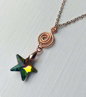 Necklace - Northern Lights Crystal Star with Rose Gold