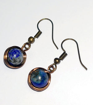 Earrings - Bronze with Lapis Lazuli Gemstones